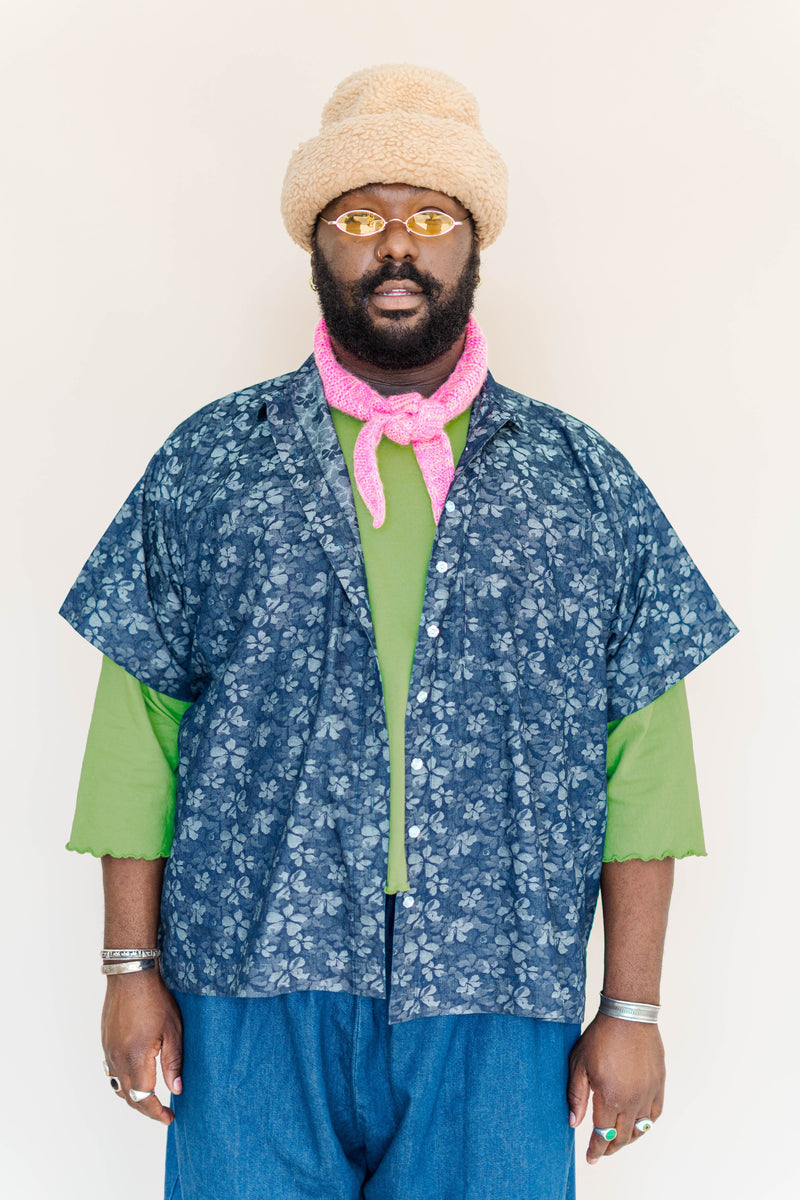 Dark Floral Chambray Boxy Collared Tunic – Nettle Studios