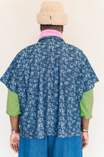 Dark Floral Chambray Boxy Collared Tunic