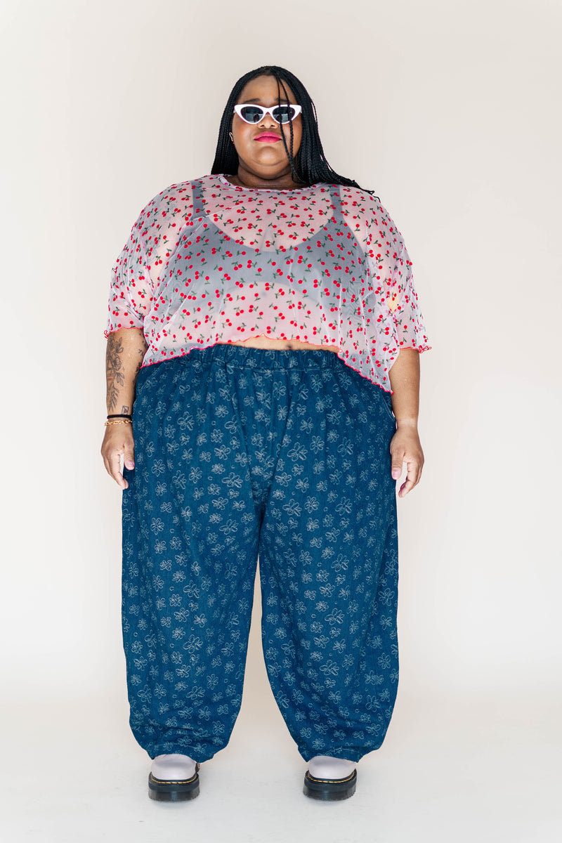 DARK DAISY DENIM BALLOON PANT – Nettle Studios