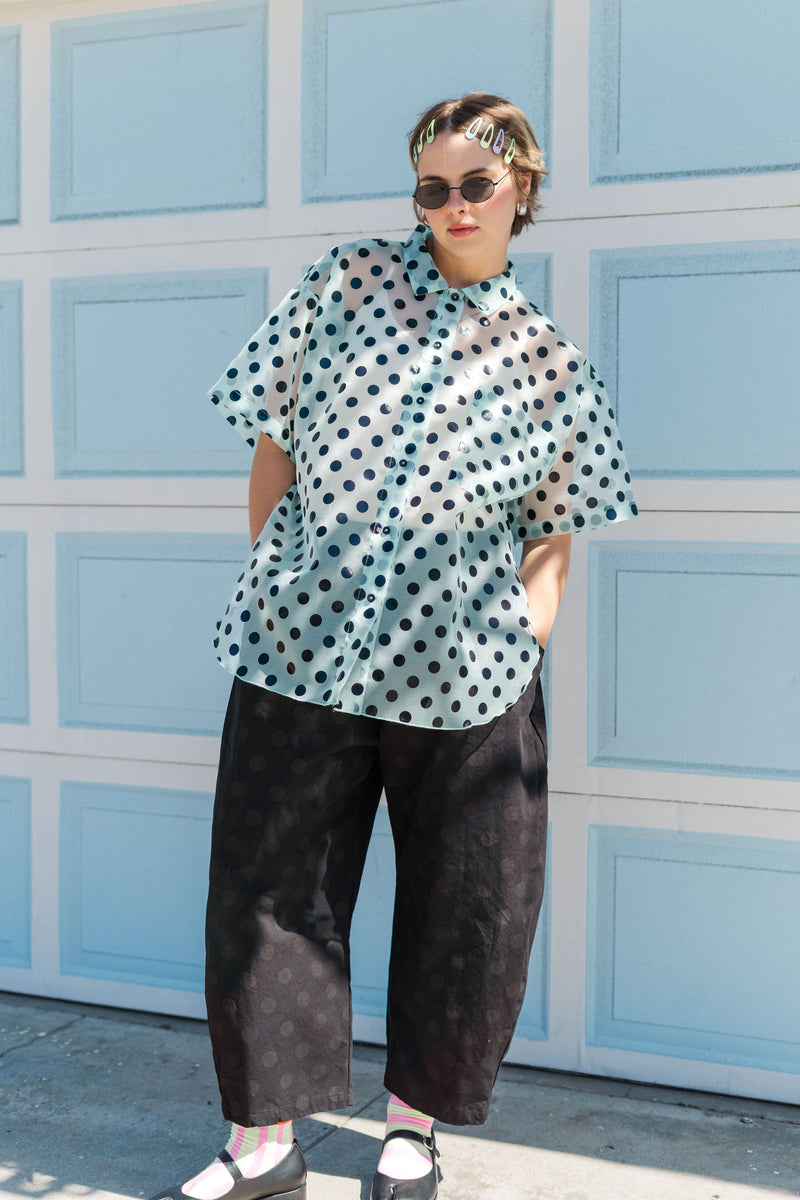SHEER MINT CHOCOLATE CHIP POLK DOT TULIP TOP – Nettle Studios
