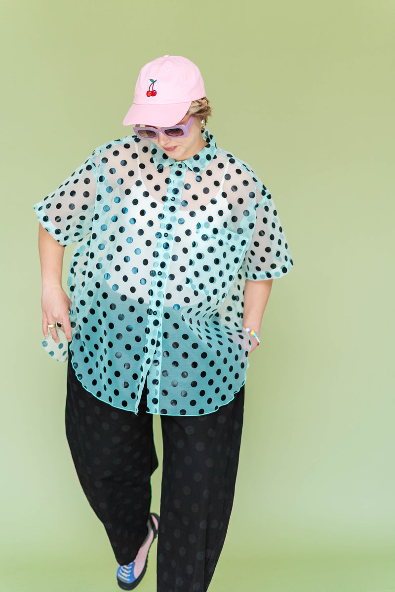 SHEER MINT CHOCOLATE CHIP POLK DOT TULIP TOP – Nettle Studios