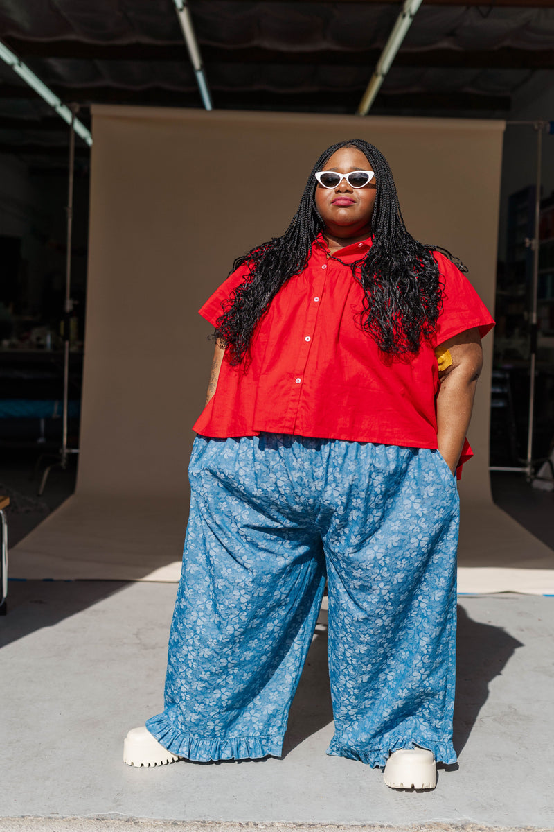 Light Floral Chambray Ruffle Pants – Nettle Studios