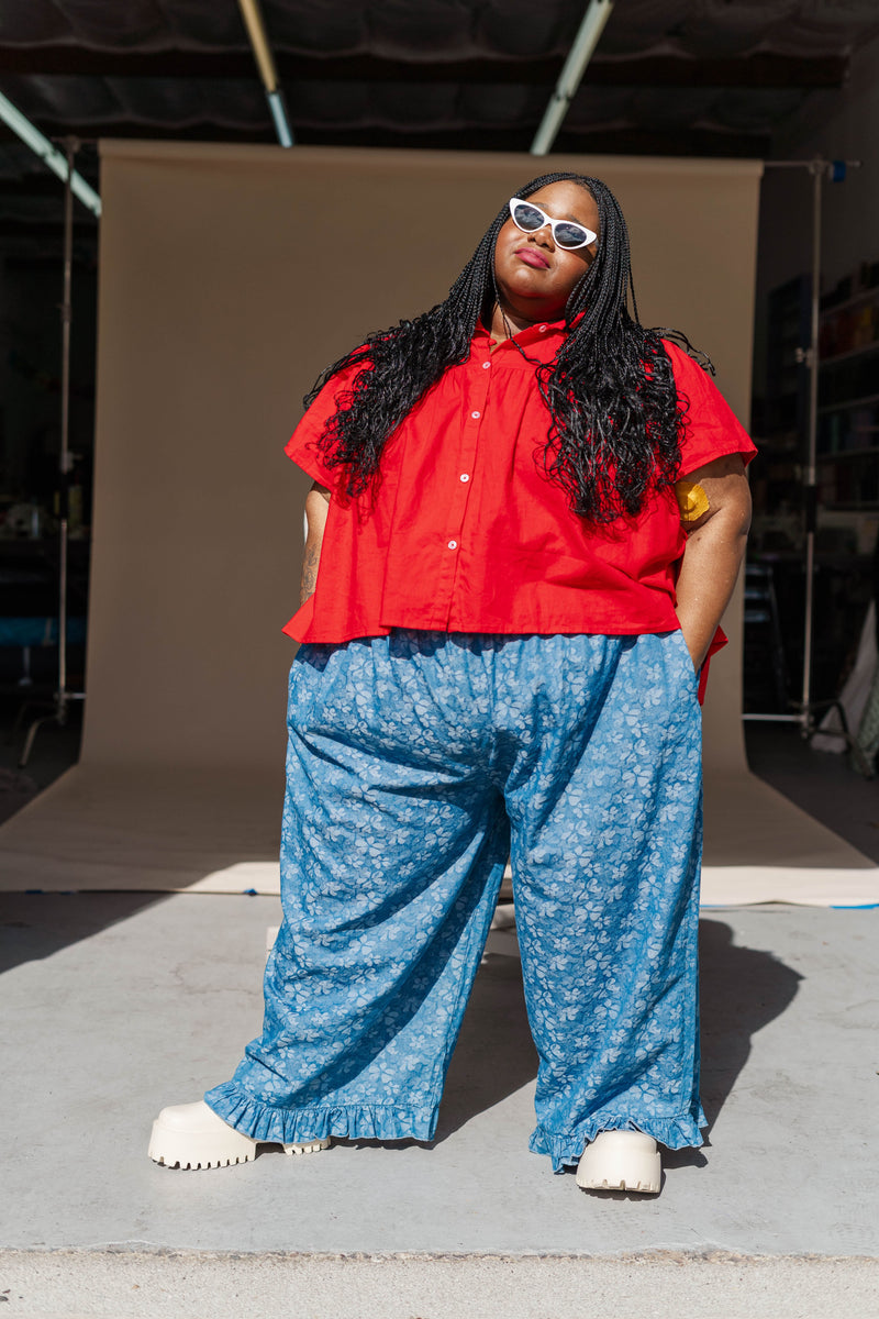 Light Floral Chambray Ruffle Pants – Nettle Studios