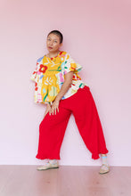 Ruffle Pants in Cherry Linen