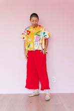 Ruffle Pants in Cherry Linen