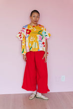 Ruffle Pants in Cherry Linen