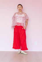 Ruffle Pants in Cherry Linen