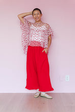 Ruffle Pants in Cherry Linen