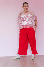 Ruffle Pants in Cherry Linen