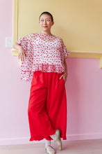 Ruffle Pants in Cherry Linen