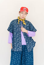 Dark Floral Chambray Boxy Collared Tunic