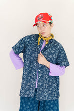 Dark Floral Chambray Boxy Collared Tunic
