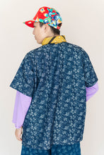 Dark Floral Chambray Boxy Collared Tunic