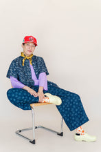 Dark Floral Chambray Boxy Collared Tunic