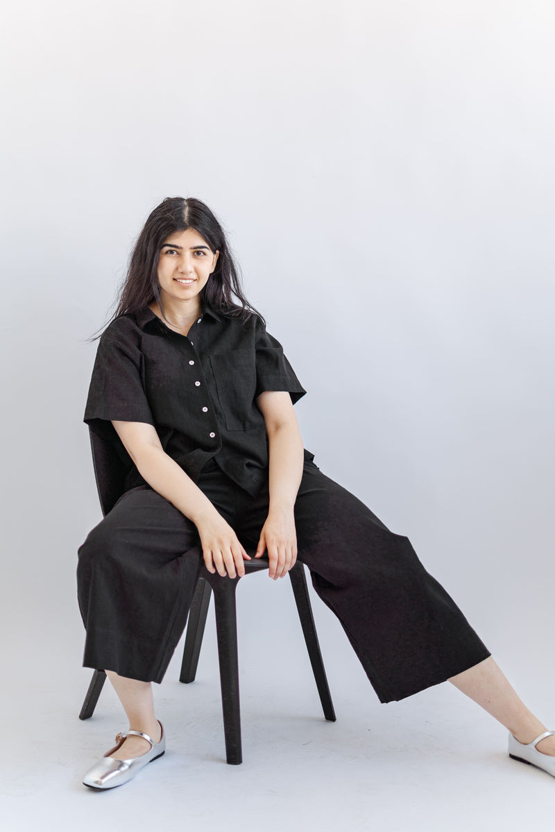 BLACK LINEN MID EASY PANT – Nettle Studios