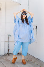 Mini Mushroom Dress in Blue Gingham (RTS) Barrel Pant in Neptune Twill (RTS)