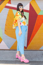 Tee in Picnic Prance (RTS) Barrel Pant in Neptune Twill (RTS)