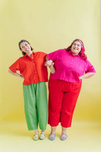 Boxy Collared Top in Tomato Linen