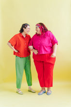 Boxy Collared Top in Tomato Linen