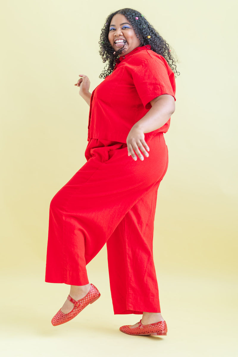 Mid Easy Pant in Cherry Linen (RTS) – Nettle Studios