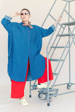 Polka Dot Denim Soft Volume Shirt Dress
