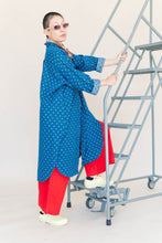 Polka Dot Denim Soft Volume Shirt Dress