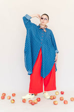 Polka Dot Denim Soft Volume Shirt Dress