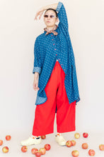 Polka Dot Denim Soft Volume Shirt Dress