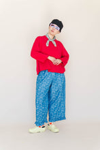 Light Floral Chambray Ruffle Pants