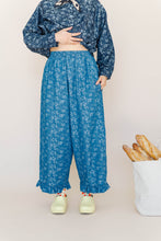 Light Floral Chambray Ruffle Pants