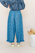 Light Floral Chambray Ruffle Pants