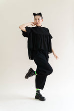 Black Twill Barrel Pant