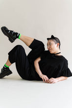 Black Twill Barrel Pant