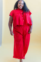 Button Mushroom Top in Cherry Linen