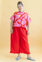 Ruffle Pants in Cherry Linen