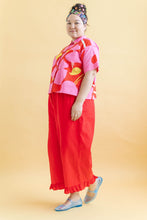 Ruffle Pants in Cherry Linen