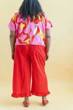 Ruffle Pants in Cherry Linen