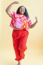 Ruffle Pants in Cherry Linen