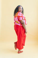 Ruffle Pants in Cherry Linen