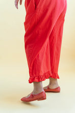 Ruffle Pants in Cherry Linen