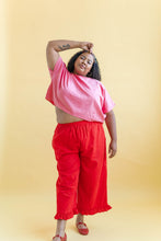 Ruffle Pants in Cherry Linen