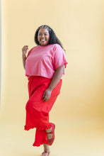 Ruffle Pants in Cherry Linen