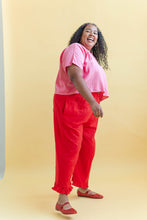 Ruffle Pants in Cherry Linen
