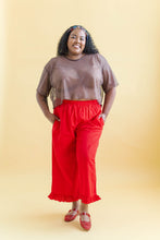 Ruffle Pants in Cherry Linen