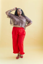Ruffle Pants in Cherry Linen