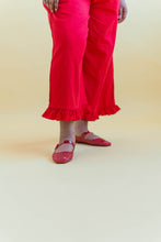 Ruffle Pants in Cherry Linen