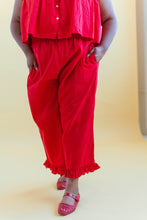 Ruffle Pants in Cherry Linen
