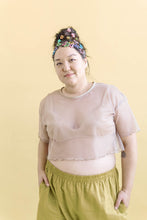 Boxy Crop Top in Vanilla Mesh