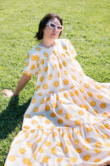 PREORDER: Tiered Maxi Dress in Smiley Cotton