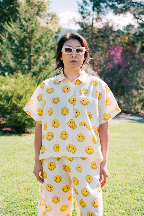 COMING SOON: Boxy Collared Top in Smiley Cotton